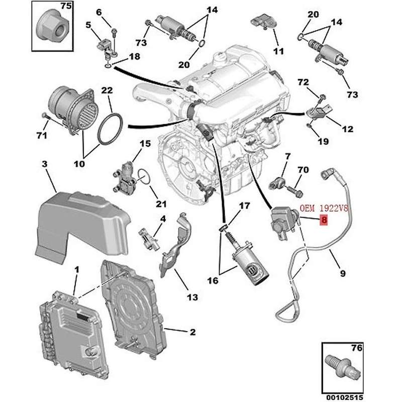 1922v8 V759957380 Car Turbo Boost Pressure Valve for 3008 508 408 C4l C5 Ds5 Turbocharger Solenoid