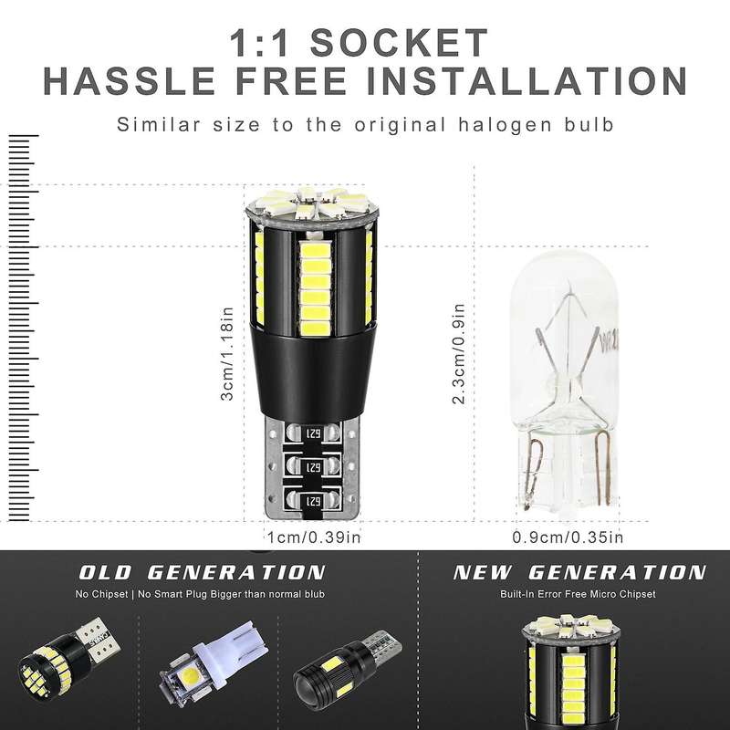 194 Led Light Bulb 6000k White Super Bright 168 2825 W5w T10 Wedge 39-smd 3014 Chipsets Led Replace