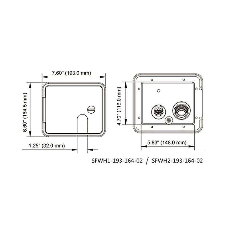 193X164.5 mm RV Hatch Cover Accessories Lockable Water Inlet Parts with Keys Square Threaded Fill Di