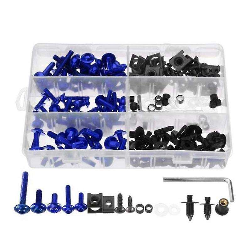 198Pcs Universal Motorcycle Fairing Bolt Screw Fastener Fixation for Mounting Kits Blue