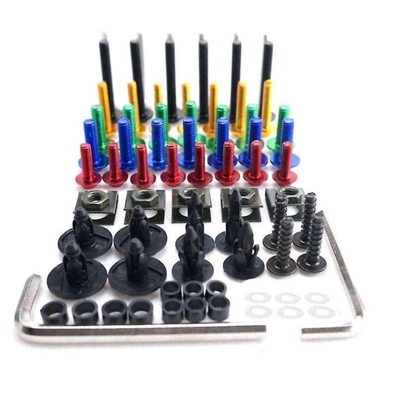 198Pcs Universal Motorcycle Fairing Bolt Screw Fastener Fixation for Mounting Kits Red