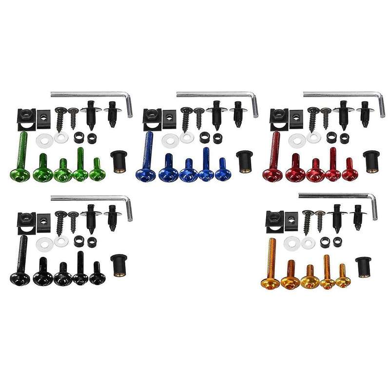 198Pcs Universal Motorcycle Fairing Bolt Screw Fastener Fixation for Mounting Kits Red