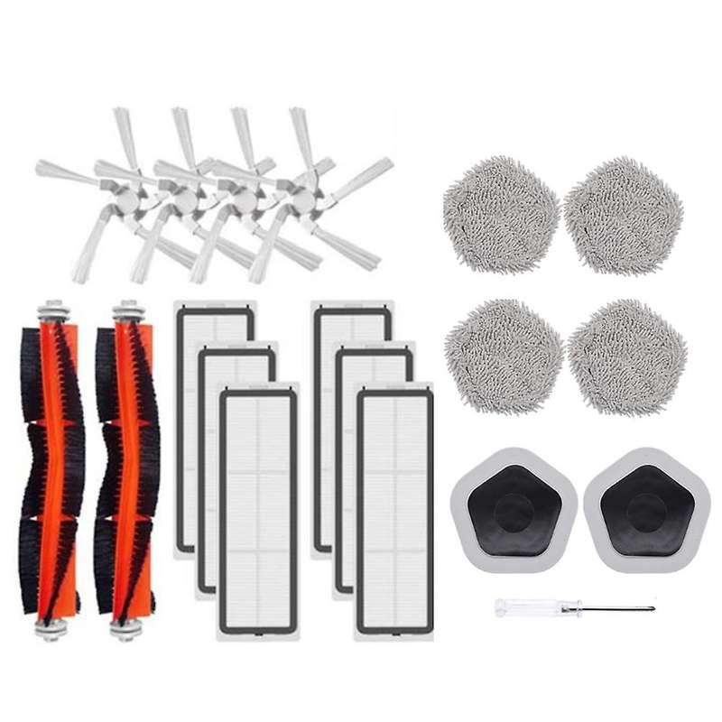 19pcs Main Side Brush Filter Mop Cloth and Mop Holder