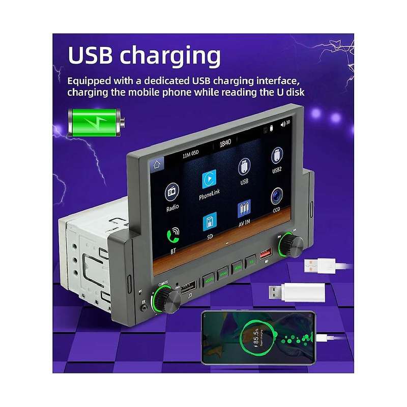 1din 6.2inch Screen Carplay Android-auto Radio Car Stereo Bluetooth Mp5 Player 2usb Fm Receiver The
