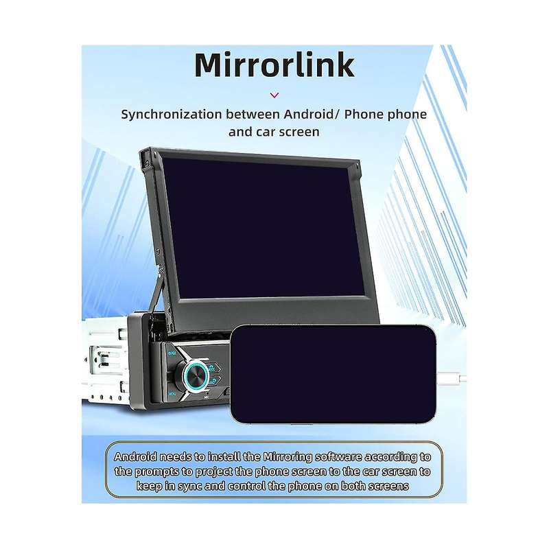 1din 7inch Car Retractable Screen Wireless Carplay Android Auto Car Portable Radio Bluetooth Mp5 Fm