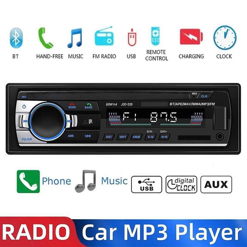 1Din Car MP3 Player Bluetooth Autoradio Stereo Radio FM AUX Input Receiver SD USB Music Player 12V M