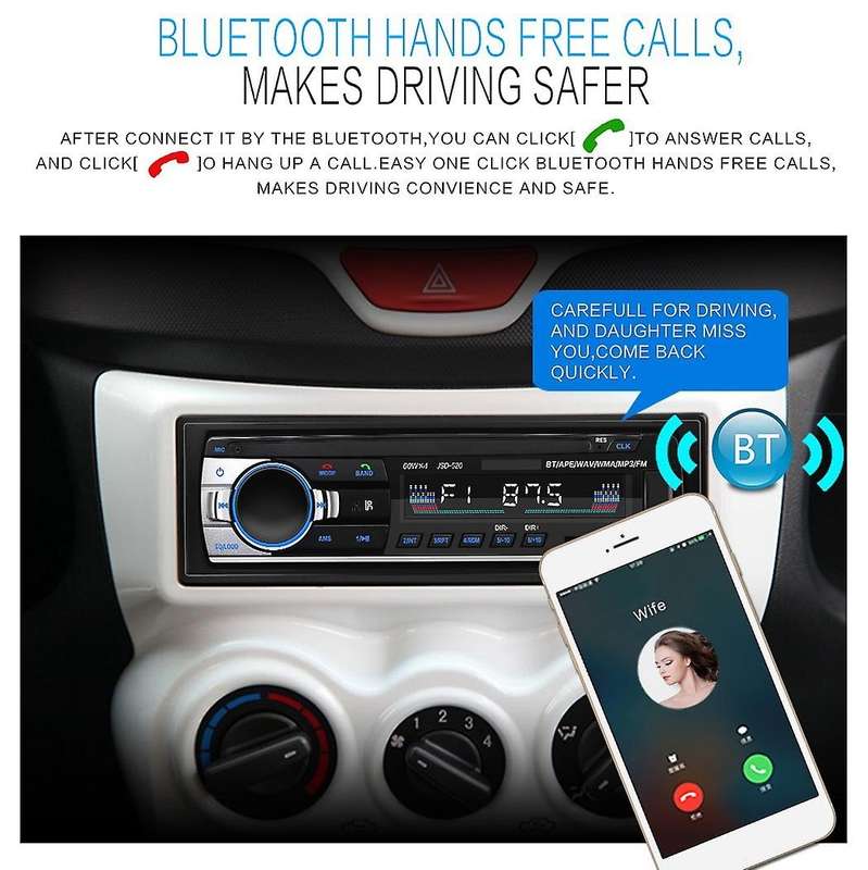 1Din Car MP3 Player Bluetooth Autoradio Stereo Radio FM AUX Input Receiver SD USB Music Player 12V M