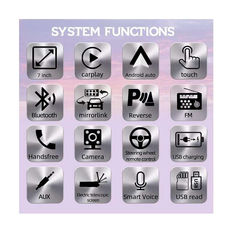 1din Car Stereo Wireless Carplay Android Auto 7in Electric Flip Out Touch Screen Car Radio Bluetooth