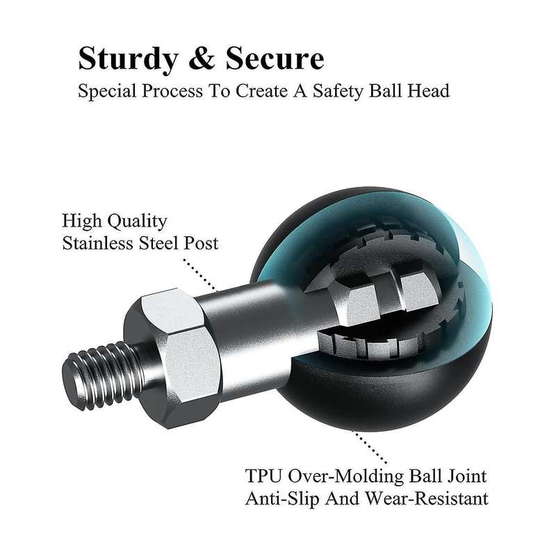 1Inch Ball Adapter with M6 x 1.0 Threaded Post Compatible for B Size 1 Inch Ball Double Socket Arm