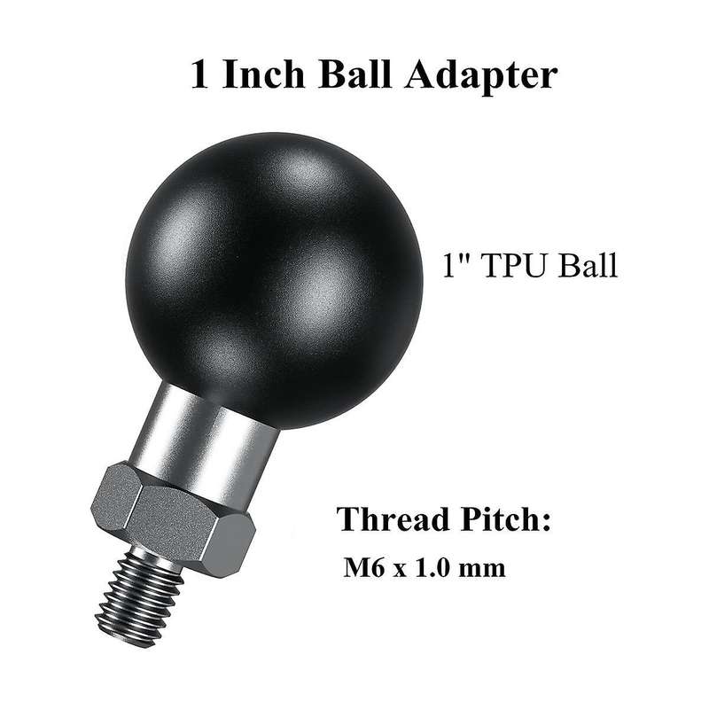 1Inch Ball Adapter with M6 x 1.0 Threaded Post Compatible for B Size 1 Inch Ball Double Socket Arm