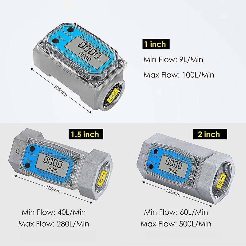 1Inch Digital Turbine Flowmeter Digital LCD Display with NPT Counter Fuel Flowmeter for Measuring En