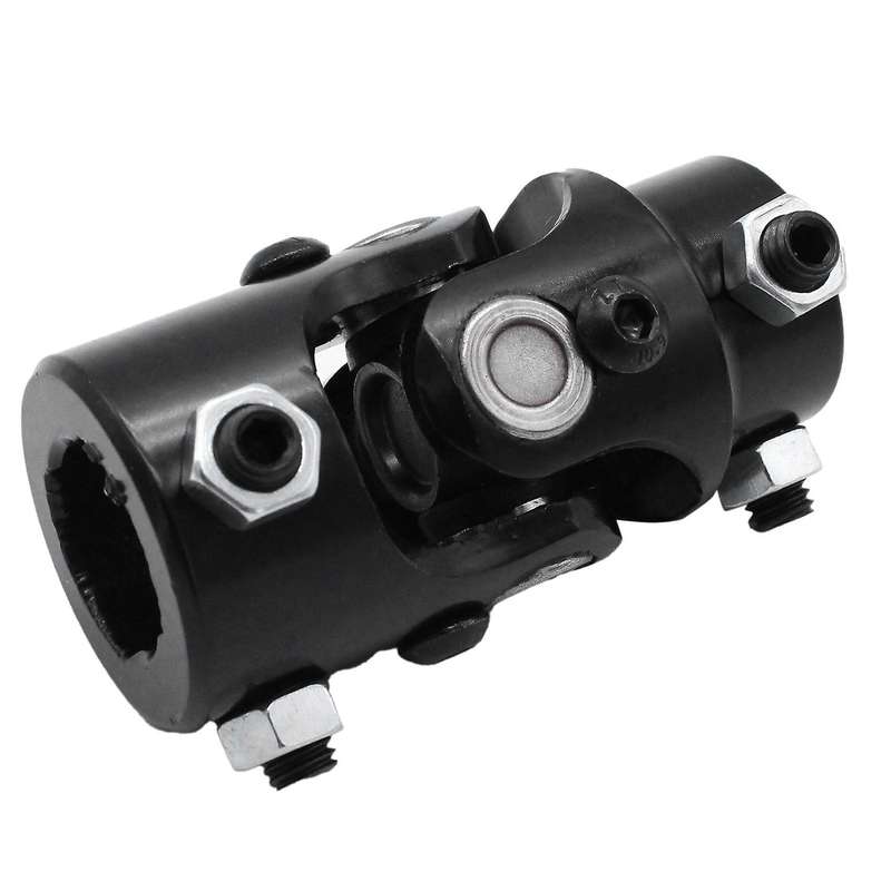 1Inch DD x 3/4Inch DD Black Universal Steering Shaft U Joint Coupler From 1Inch Column to 3/4Inch DD