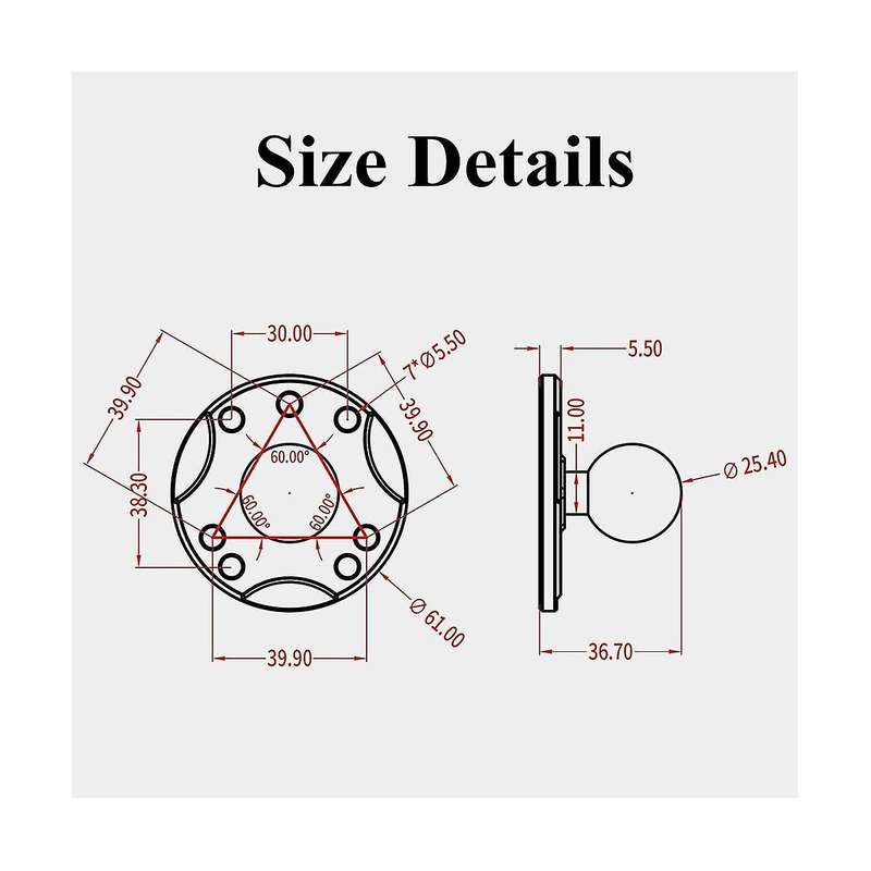 1Inch Ball Mount Base with Aluminum Alloy AMPS Hole Round Plate & 1Inch TPU Ball Adapter for RAM