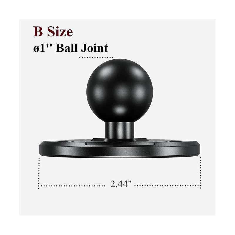 1Inch Ball Mount Base with Aluminum Alloy AMPS Hole Round Plate & 1Inch TPU Ball Adapter for RAM