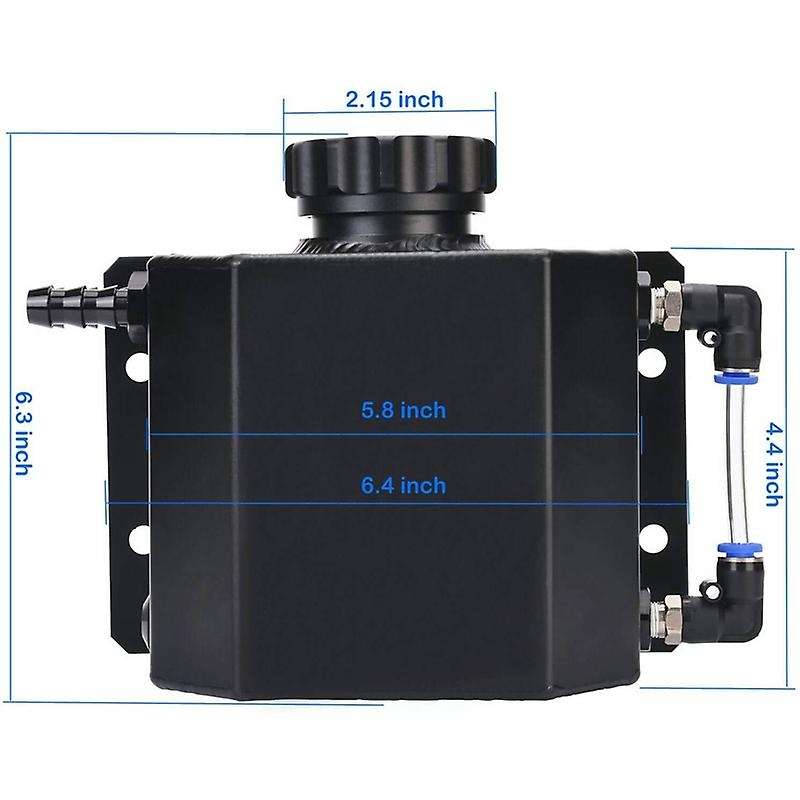 1L Black Aluminum Alloy Radiator Coolant Overflow Expansion Tank Recovery Water Tank Reservoir Unive