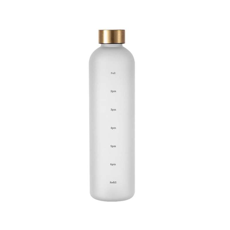1L Water Bottle with Time Marker 32 Motivational Reusable Fitness Sports Leakproof Frosted Plastic