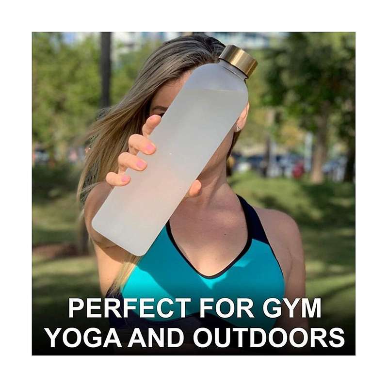 1l Water Bottle with Time Marker 32 Motivational Reusable Fitness Sports Leakproof Frosted Plastic