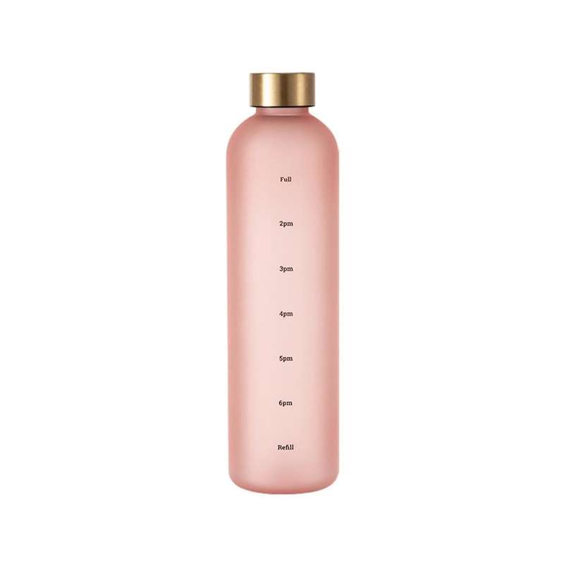 1l Water Bottle with Time Marker 32 Motivational Reusable Fitness Sports Leakproof Frosted Plastic