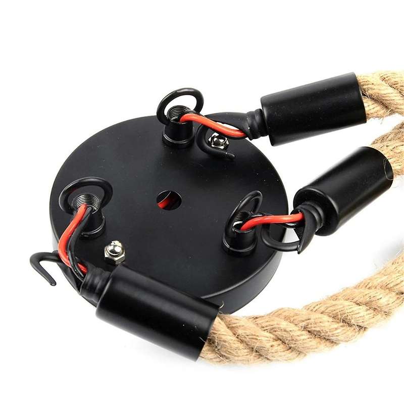 1M Industrial Chandelier E27 3 Head LED Retro Rope Ceiling Lamp without Light Bulb Living Room Kitch