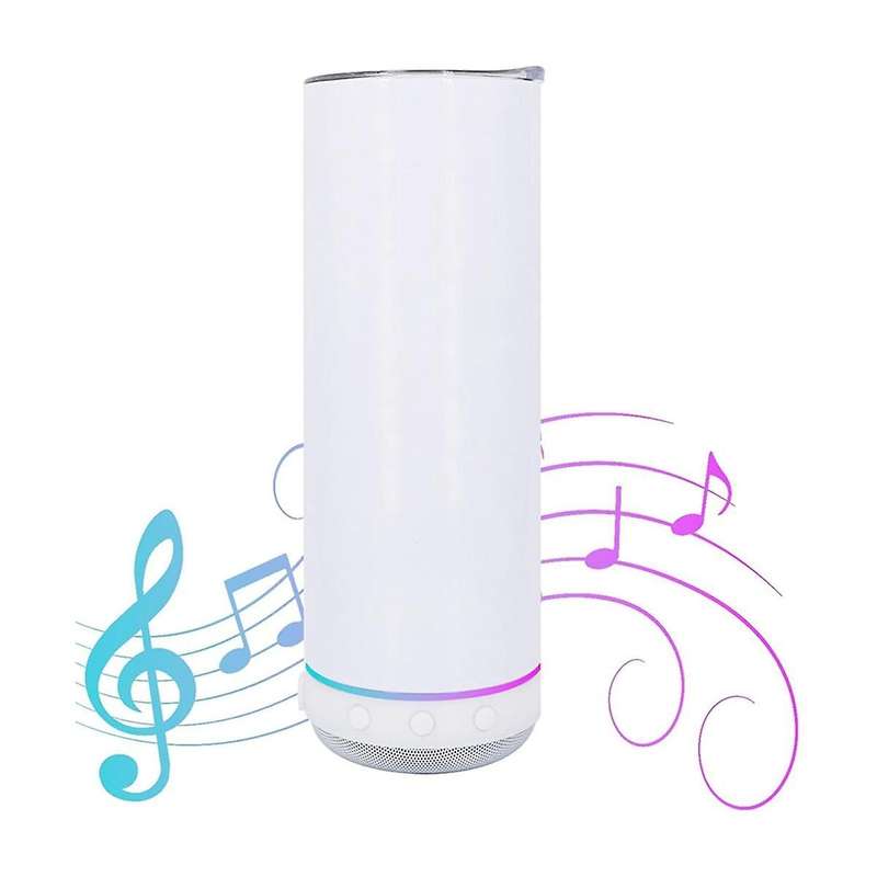 1-Pack 20 Oz Sublimated Blank Skinny Straight Cup Stainless Steel Dual Vacuum Bluetooth Speaker Musi