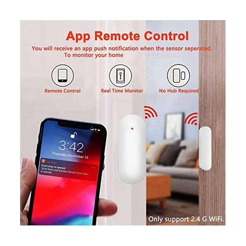 1pack Smart Door Sensor Wifi, Wireless Door Window Detector Alarm, Smart Linkage Window Door Contac