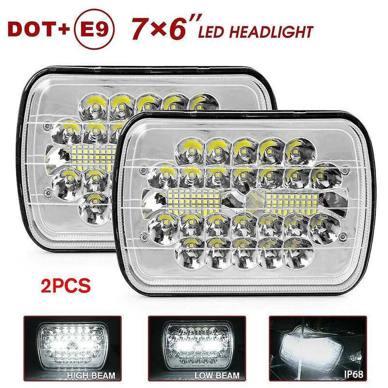 1Pair 150W 5X7 Inch 7X6 Inch LED Headlights Hi-Lo Beam Crystal Clear Sealed for Truck