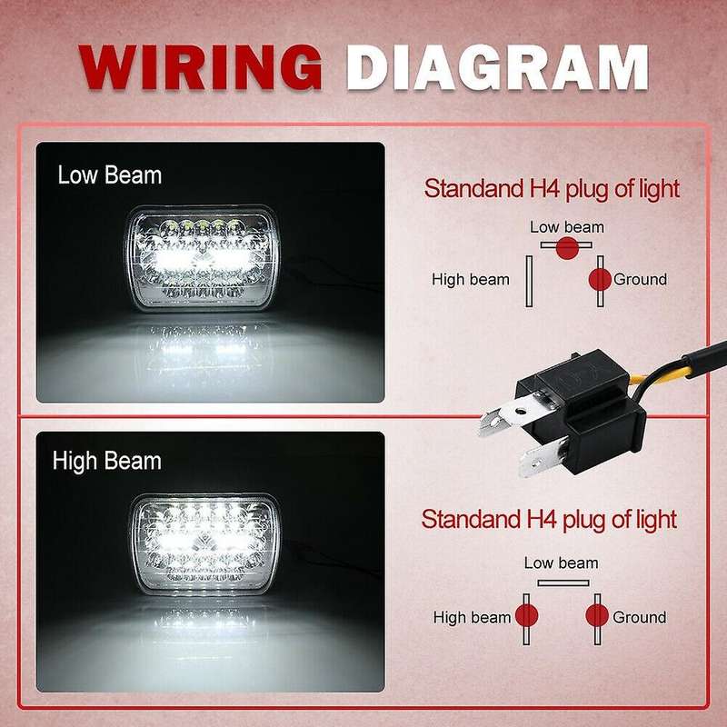1Pair 150W 5X7 Inch 7X6 Inch LED Headlights Hi-Lo Beam Crystal Clear Sealed for Truck