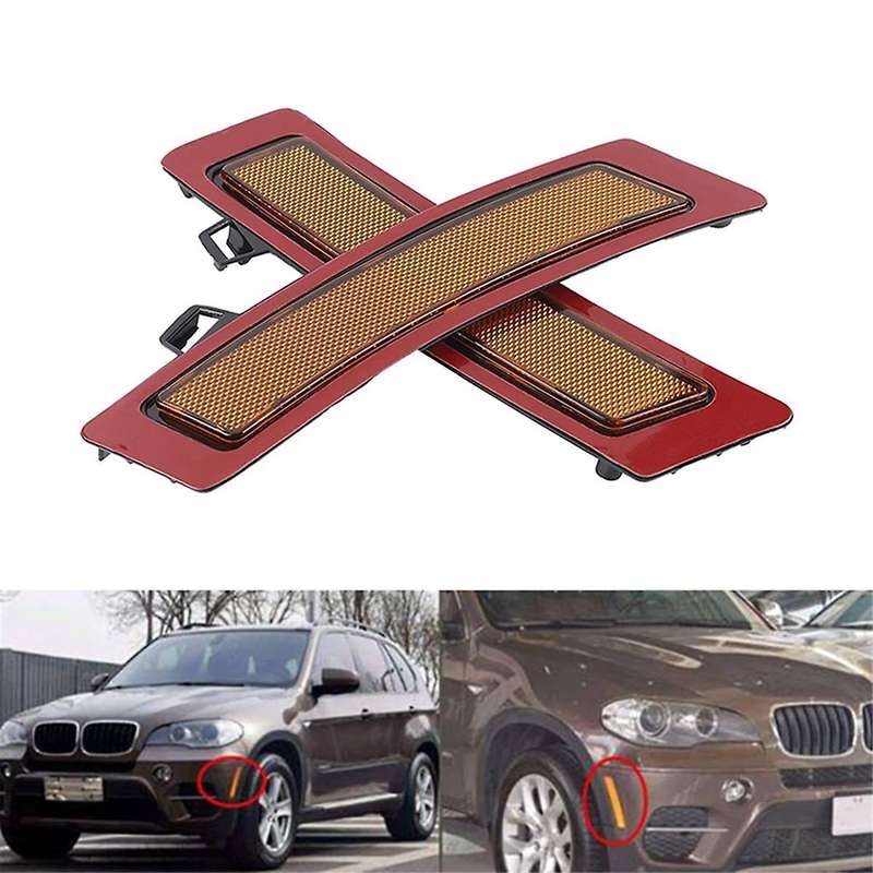 1Pair Amber Front Bumper Reflector Side Marker Lights Fit for E70 X5 2011-2013 63147274433 631472744