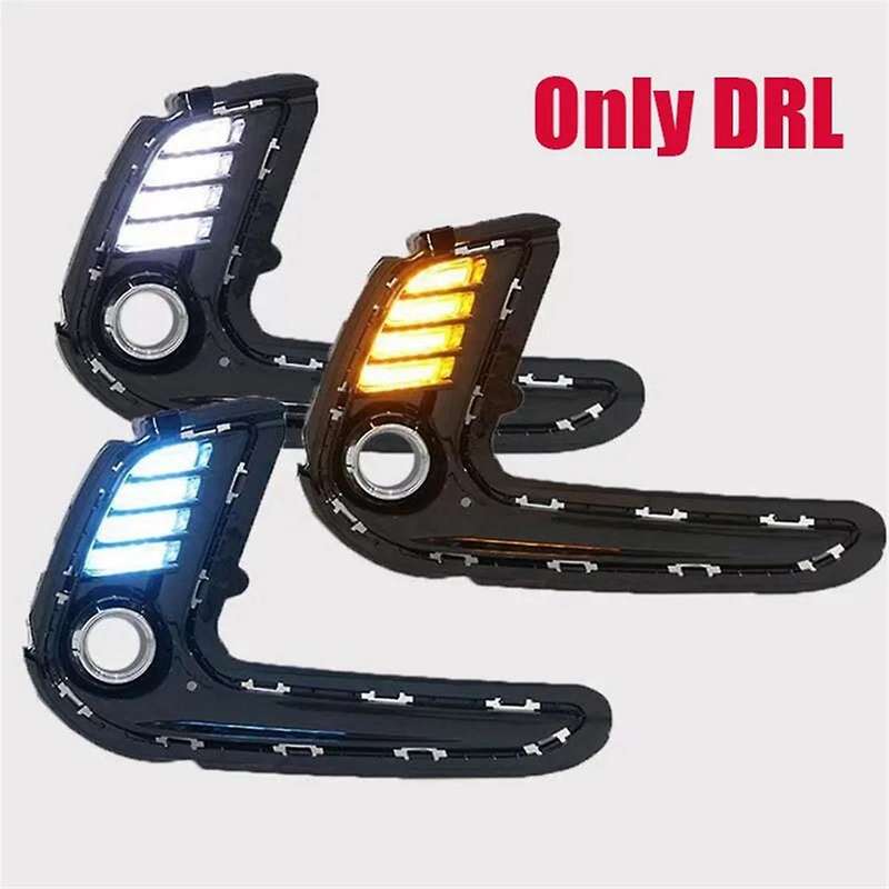 1pair Auto Led Drl for 2016-2018 Fog Lights Cover Daytime Running Light Turn Signal Foglamp