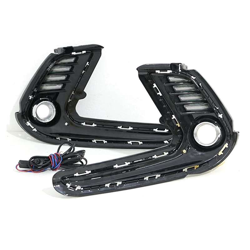 1pair Auto Led Drl for 2016-2018 Fog Lights Cover Daytime Running Light Turn Signal Foglamp