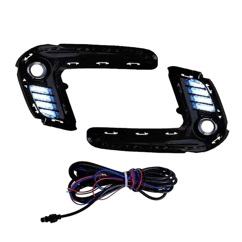 1pair Auto Led Drl for 2016-2018 Fog Lights Cover Daytime Running Light Turn Signal Foglamp