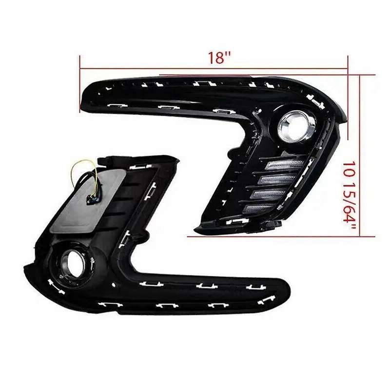 1pair Auto Led Drl for 2016-2018 Fog Lights Cover Daytime Running Light Turn Signal Foglamp