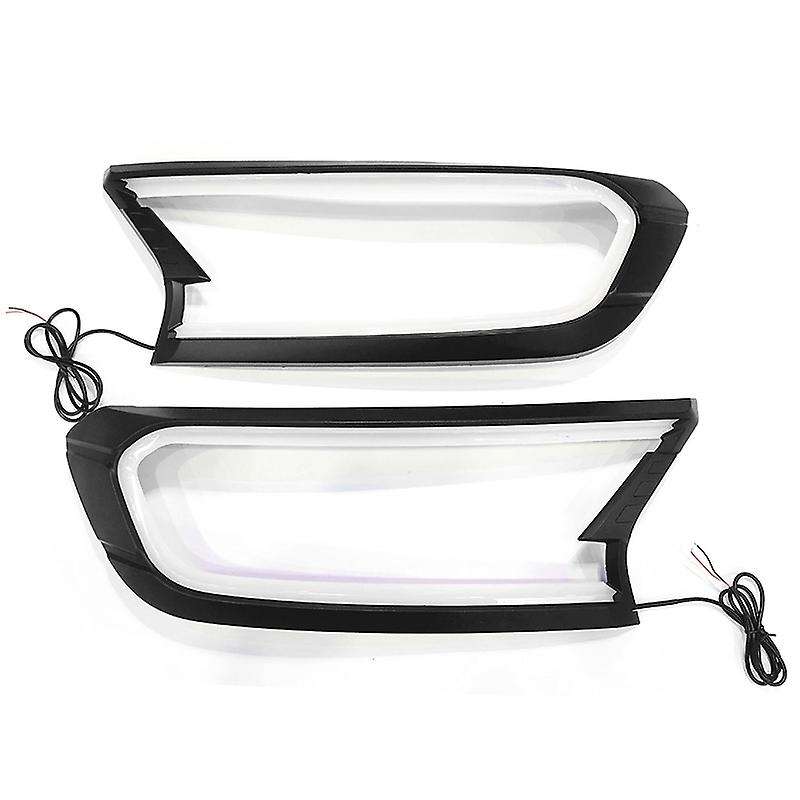 1Pair Brighter Black HeadLight LED Cover Trim ABS Lamp Hood for for T6 2015 2016 2017 2018