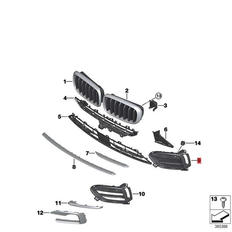 1pair Car Bumper Decorative Strip (lh+rh) for X6 F16 2014-2019 Fog Light Frame Trim 51117319789 5111