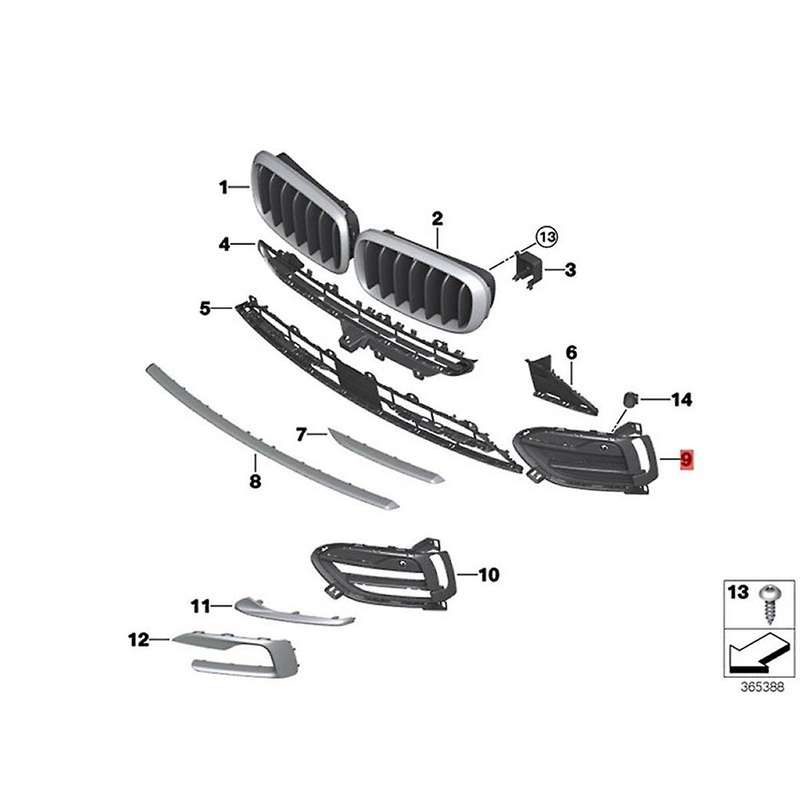 1pair Car Bumper Decorative Strip (lh+rh) for X6 F16 2014-2019 Fog Light Frame Trim 51117336511 5111