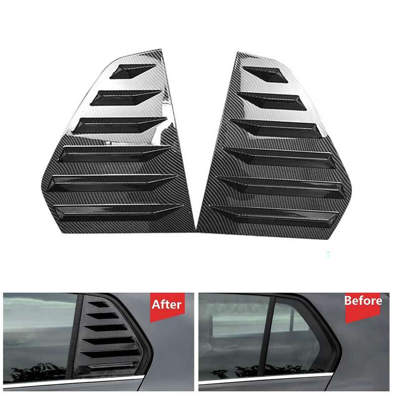 1Pair Car Carbon Fiber Rear Window Louver Shutter Cover Trim for-Golf 8 MK8 2020 2021 Window Louver