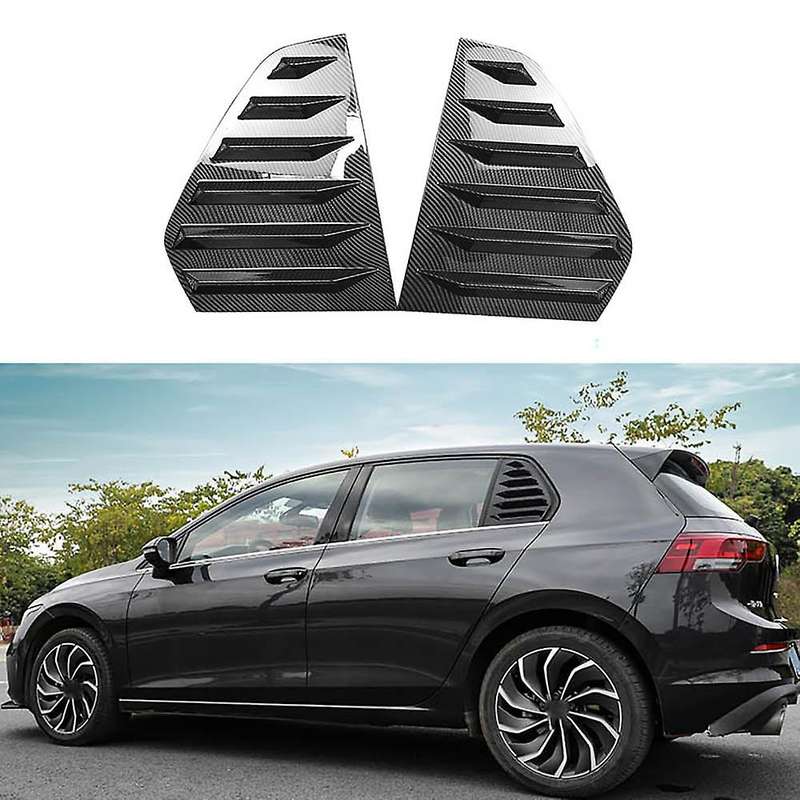 1Pair Car Carbon Fiber Rear Window Louver Shutter Cover Trim for-Golf 8 MK8 2020 2021 Window Louver