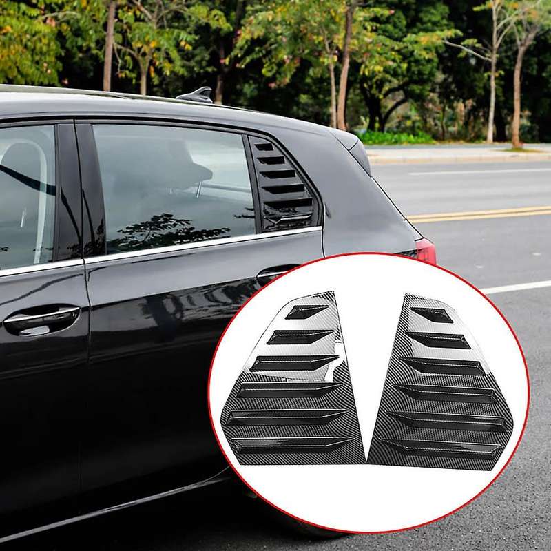 1Pair Car Carbon Fiber Rear Window Louver Shutter Cover Trim for-Golf 8 MK8 2020 2021 Window Louver