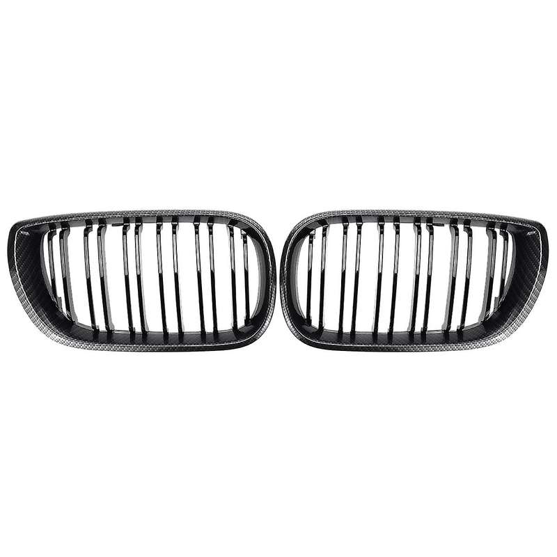 1Pair Car Carbon Gloss Black Dual Line Front Kidney Grilles for E46 4 Door 3 Series 2002-2005 Car Ac