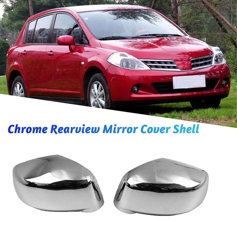 1pair Car Chrome Rearview Mirror Cover Shell for Tiida 2005-2010 Exterior Side Door Reverse Mirror F