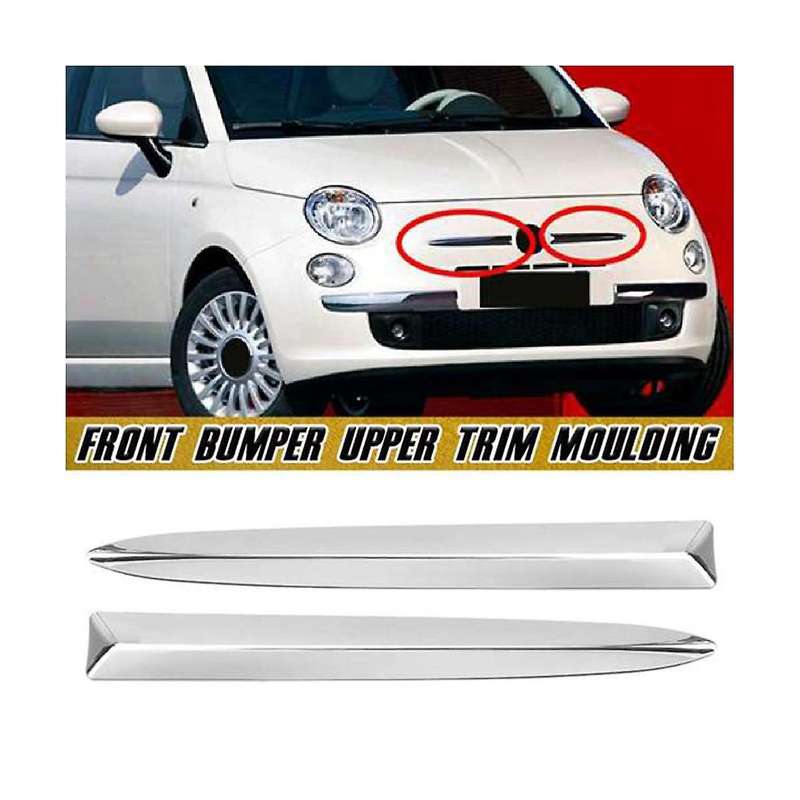 1Pair Car Chrome Front Bumper Upper Moulding Strips Cover Trim for 500 2008-2015 735455041 73545504