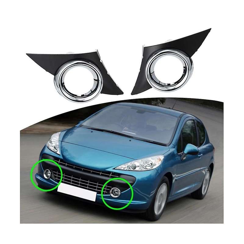 1Pair Car Fog Light Covers Front Lower Bumper Foglights Frame Grille for 207 Sport 2006-2009