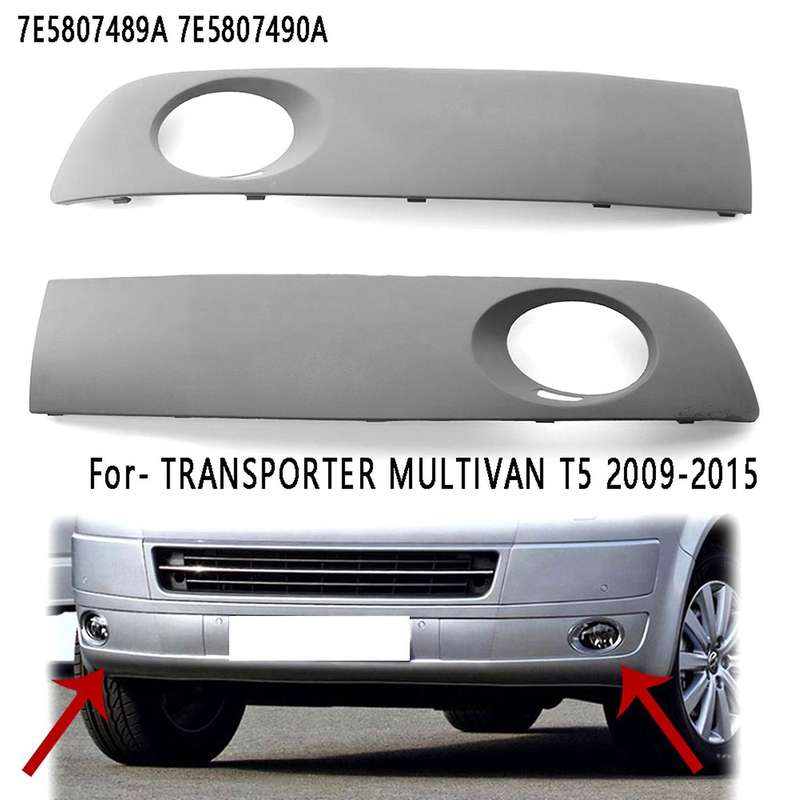 1Pair Car Fog Light Grille Paintable Racing Grill for- TRANSPORTER T5 2009-2015 7E5807489A 7E580749