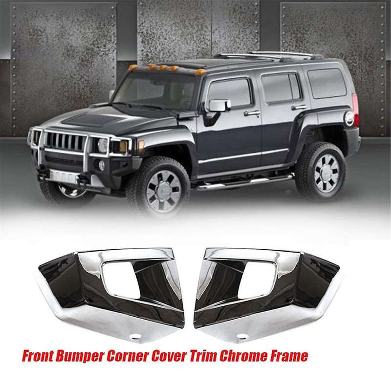 1pair Car Front Bumper Corner Cover Trim Abs Chrome for H3 H3t 2006-2010 Grill Racing End Cap Decora