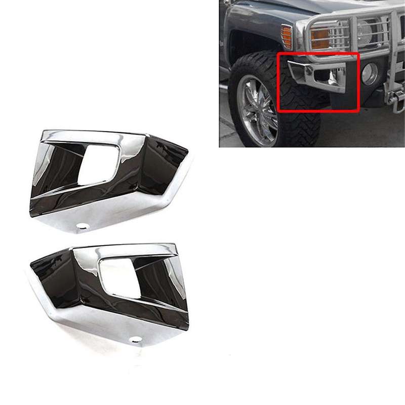 1pair Car Front Bumper Corner Cover Trim Abs Chrome for H3 H3t 2006-2010 Grill Racing End Cap Decora
