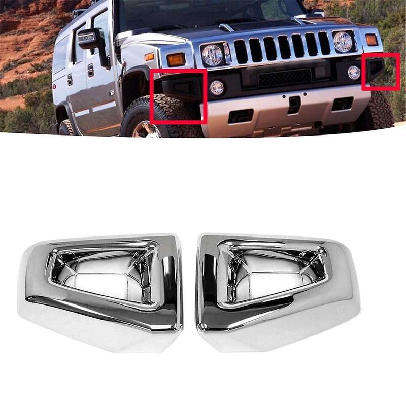 1pair Car Front Bumper Corner Cover Trim Chrome for H2 Suv 2003-2009 Grill Racing End Cap Decorativ