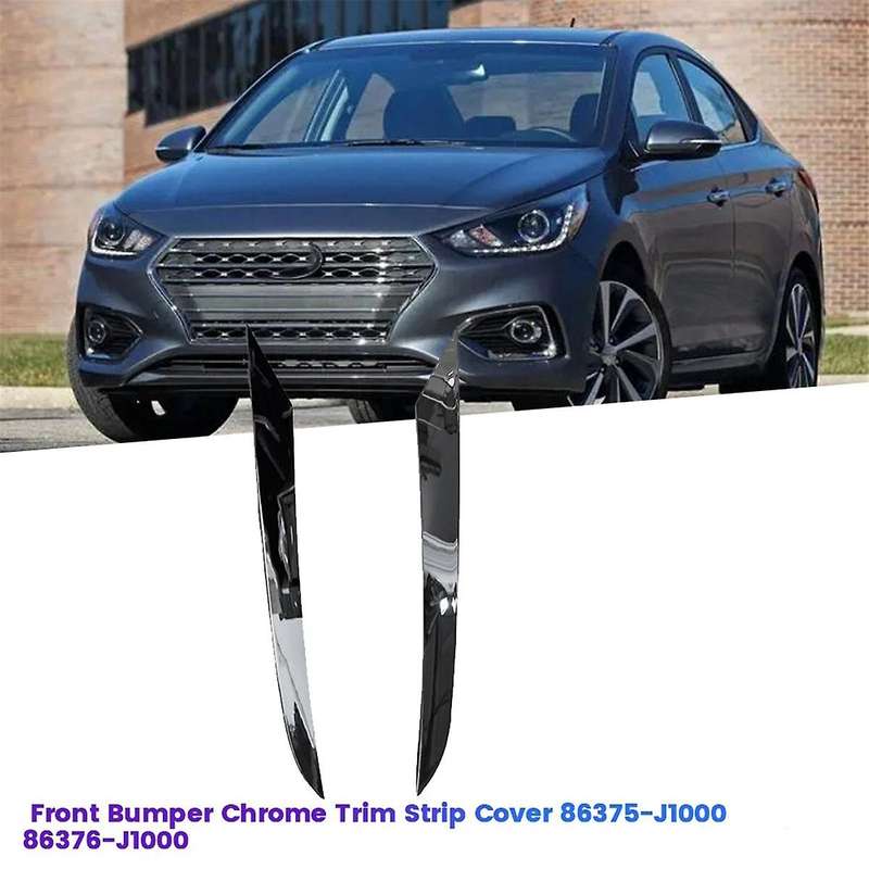 1Pair Car Front Bumper Chrome Trim Strip Cover 86375-J1000 86376-J1000 for Fiesta 2018-2021 Decorati