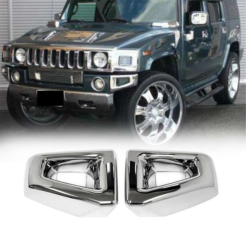 1pair Car Front Bumper Corner Cover Trim Chrome for H2 Suv 2003-2009 Grill Racing End Cap Decorative