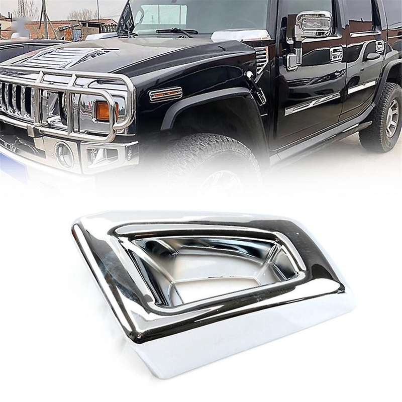 1pair Car Front Bumper Corner Cover Trim Chrome for H2 Suv 2003-2009 Grill Racing End Cap Decorative