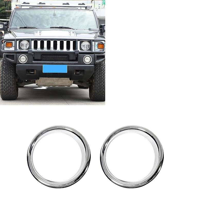 1Pair Car Front Bumper Fog Lamp Trim Rings Cover for H2 2003-2009 Chrome Fog Light Bezel Exterior De